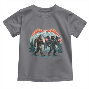 Patriotic Bigfoot And Mothman Toddler T Shirt Funny Cryptid Lover Gift TS12 Charcoal Print Your Wear