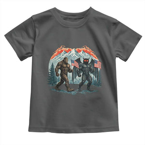 Patriotic Bigfoot And Mothman Toddler T Shirt Funny Cryptid Lover Gift TS12 Dark Heather Print Your Wear