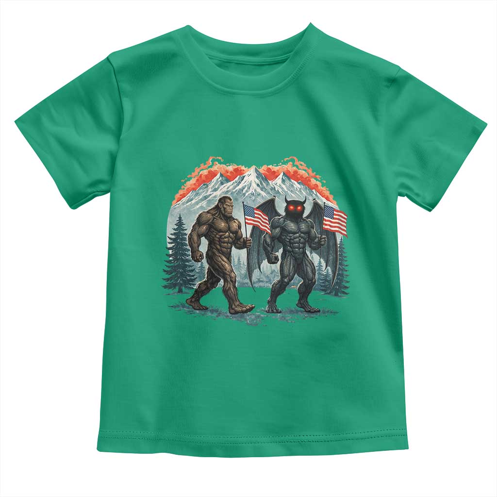 Patriotic Bigfoot And Mothman Toddler T Shirt Funny Cryptid Lover Gift TS12 Irish Green Print Your Wear