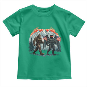 Patriotic Bigfoot And Mothman Toddler T Shirt Funny Cryptid Lover Gift TS12 Irish Green Print Your Wear