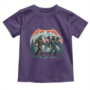 Patriotic Bigfoot And Mothman Toddler T Shirt Funny Cryptid Lover Gift TS12 Purple Print Your Wear