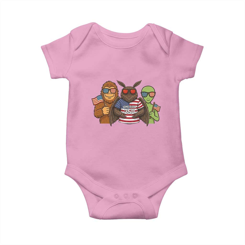 Funny Bigfoot Mothman Alien Baby Onesie USA 250th Anniversary TS12 Light Pink Print Your Wear
