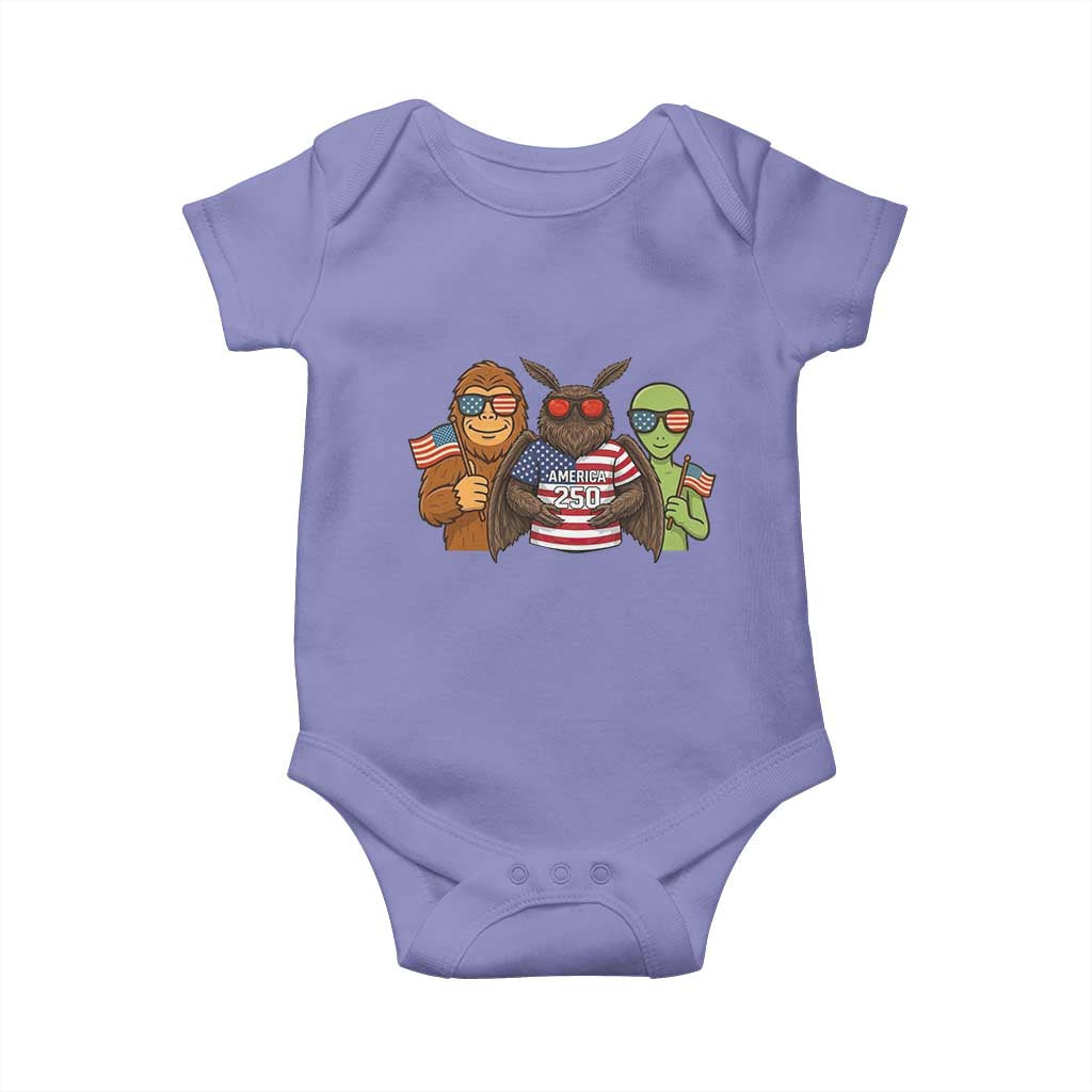 Funny Bigfoot Mothman Alien Baby Onesie USA 250th Anniversary TS12 Violet Print Your Wear