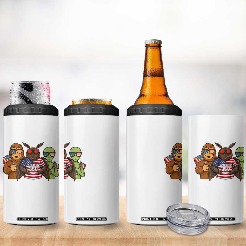 Funny Bigfoot Mothman Alien 4 in 1 Can Cooler Tumbler USA 250th Anniversary TS12 Print Your Wear