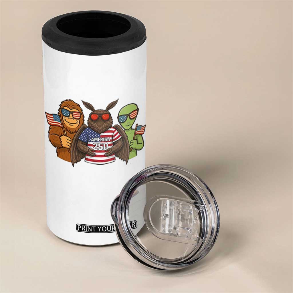 Funny Bigfoot Mothman Alien 4 in 1 Can Cooler Tumbler USA 250th Anniversary TS12 Print Your Wear