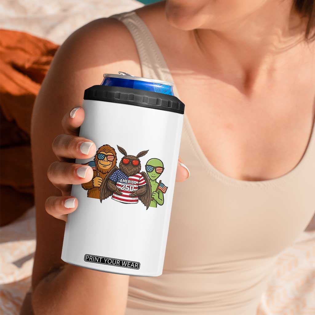 Funny Bigfoot Mothman Alien 4 in 1 Can Cooler Tumbler USA 250th Anniversary TS12 Print Your Wear