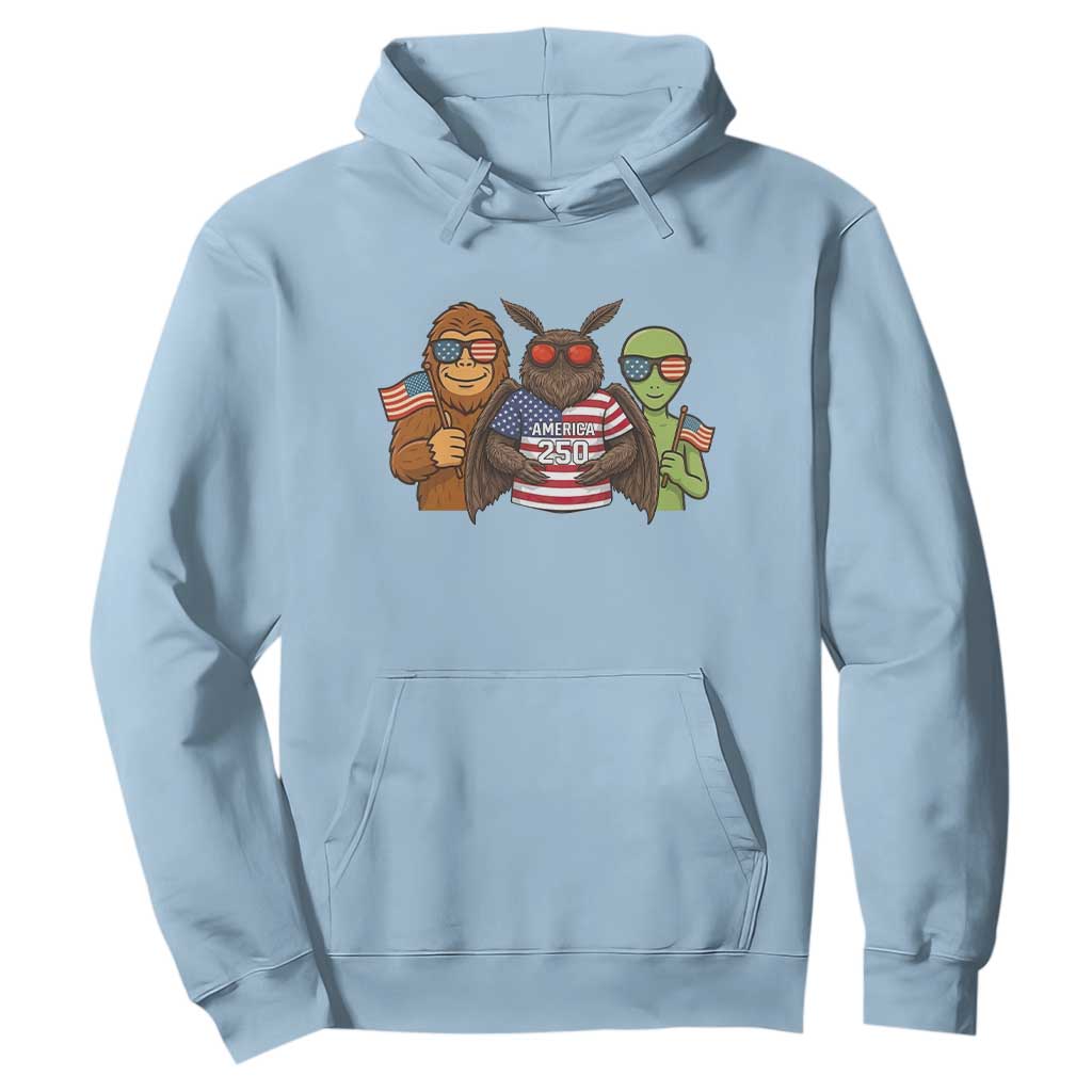 Funny Bigfoot Mothman Alien Hoodie USA 250th Anniversary TS12 Light Blue Print Your Wear