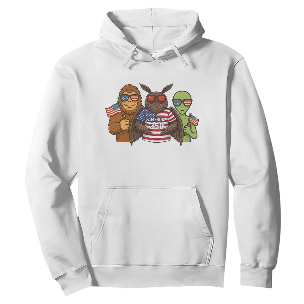 Funny Bigfoot Mothman Alien Hoodie USA 250th Anniversary TS12 White Print Your Wear