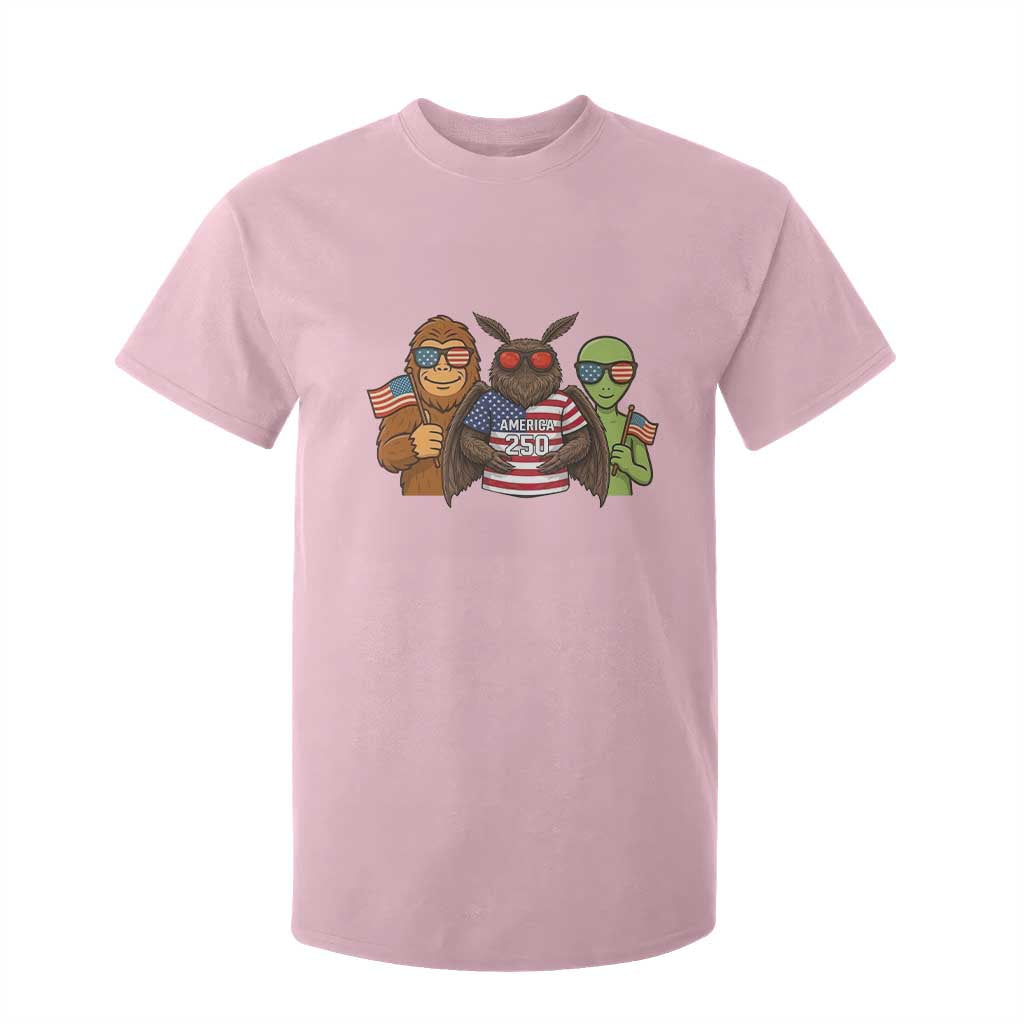 Funny Bigfoot Mothman Alien T Shirt For Kid USA 250th Anniversary TS12 Light Pink Print Your Wear