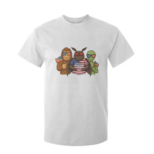 Funny Bigfoot Mothman Alien T Shirt For Kid USA 250th Anniversary TS12 White Print Your Wear