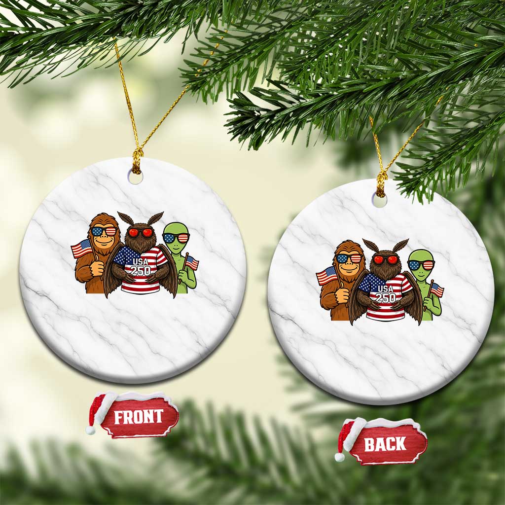 Funny Bigfoot Mothman Alien Ceramic Ornament USA 250th Anniversary TS12 1pc White Marble Print Your Wear