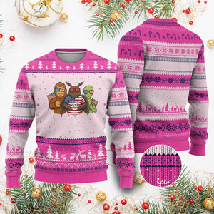 Funny Bigfoot Mothman Alien Ugly Christmas Sweater USA 250th Anniversary TS12 Hot Pink Print Your Wear