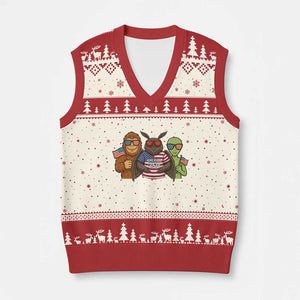 Funny Bigfoot Mothman Alien V-Neck Knit Sweater Vest USA 250th Anniversary TS12 Beige Red Print Your Wear