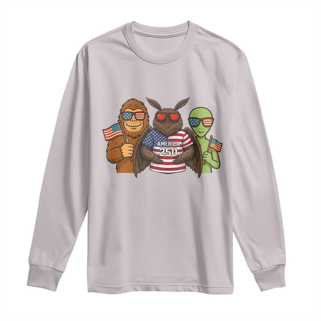Funny Bigfoot Mothman Alien Long Sleeve Shirt USA 250th Anniversary TS12 Ice Gray Print Your Wear