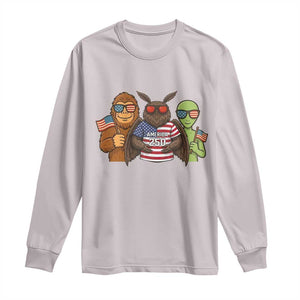 Funny Bigfoot Mothman Alien Long Sleeve Shirt USA 250th Anniversary TS12 Ice Gray Print Your Wear