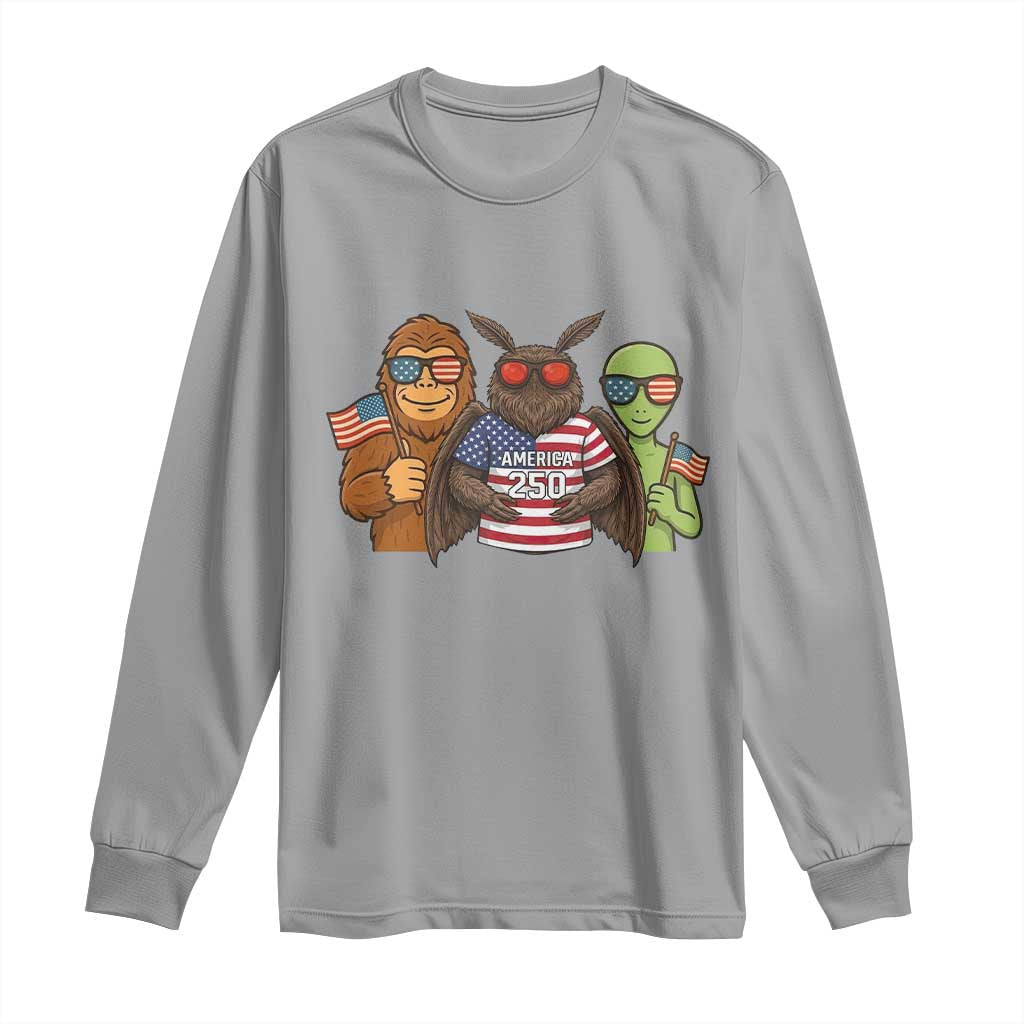 Funny Bigfoot Mothman Alien Long Sleeve Shirt USA 250th Anniversary TS12 Sport Gray Print Your Wear