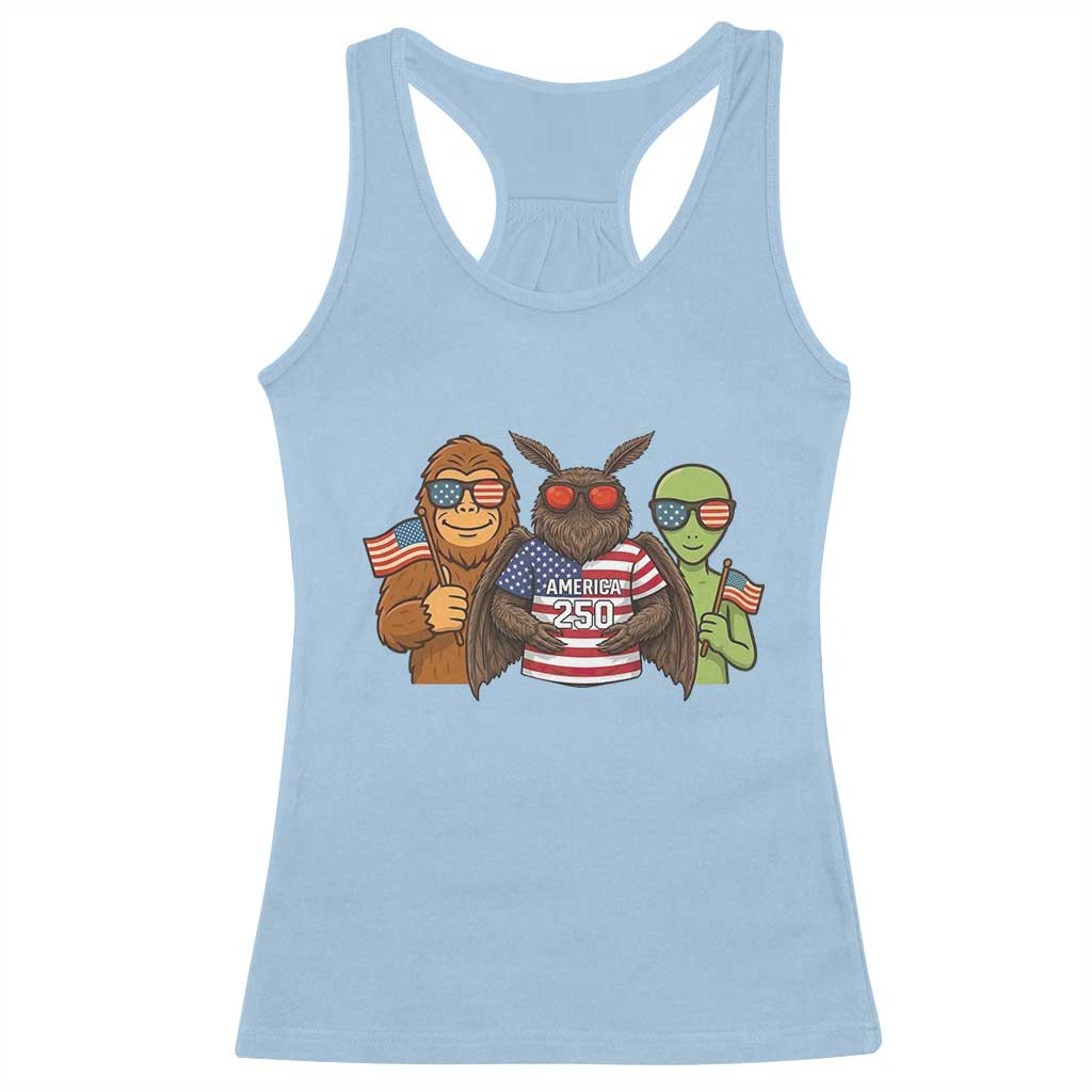 Funny Bigfoot Mothman Alien Racerback Tank Top USA 250th Anniversary TS12 Light Blue Print Your Wear