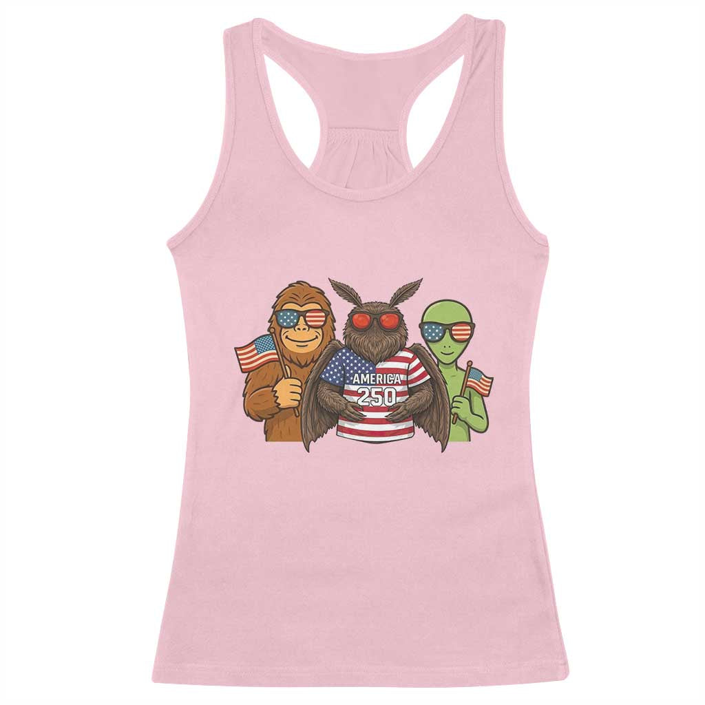 Funny Bigfoot Mothman Alien Racerback Tank Top USA 250th Anniversary TS12 Light Pink Print Your Wear