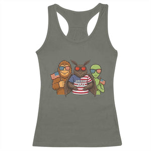 Funny Bigfoot Mothman Alien Racerback Tank Top USA 250th Anniversary TS12 Military Green Print Your Wear
