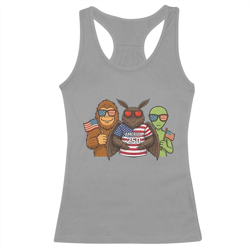 Funny Bigfoot Mothman Alien Racerback Tank Top USA 250th Anniversary TS12 Sport Gray Print Your Wear