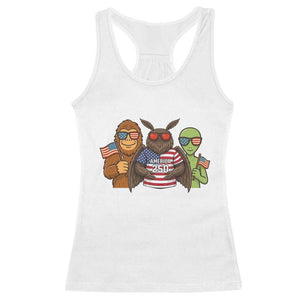 Funny Bigfoot Mothman Alien Racerback Tank Top USA 250th Anniversary TS12 White Print Your Wear