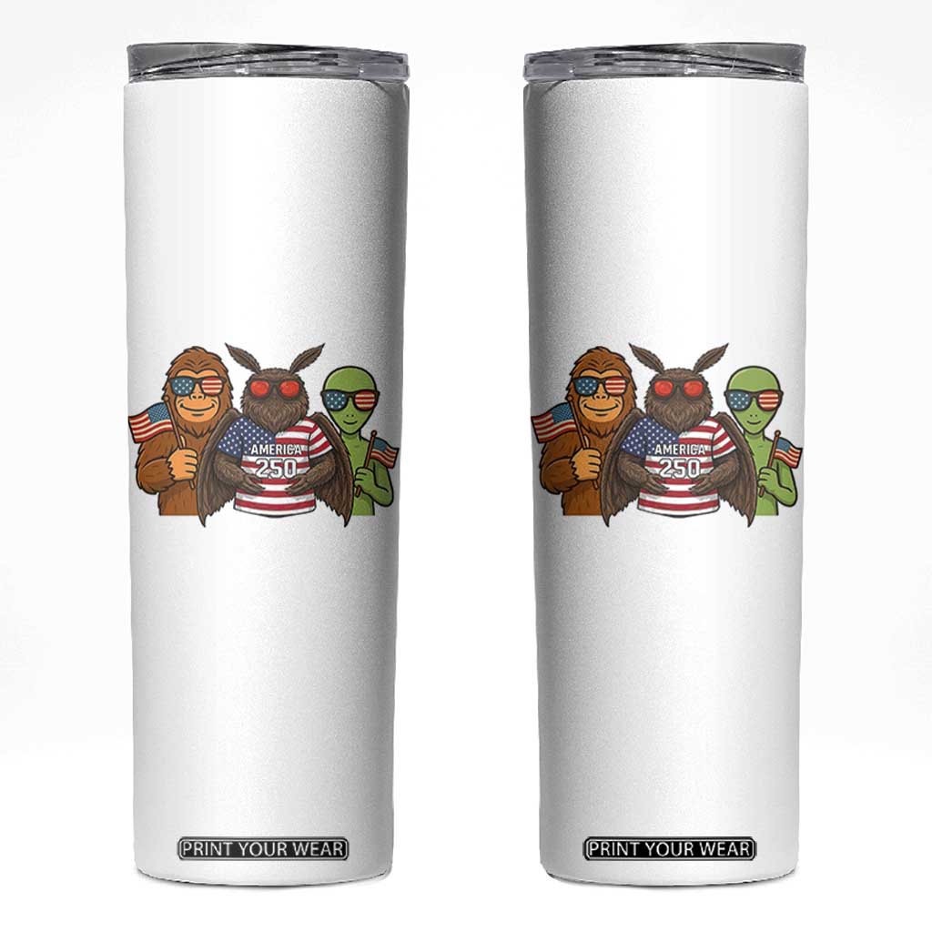 Funny Bigfoot Mothman Alien Skinny Tumbler USA 250th Anniversary TS12 White Print Your Wear
