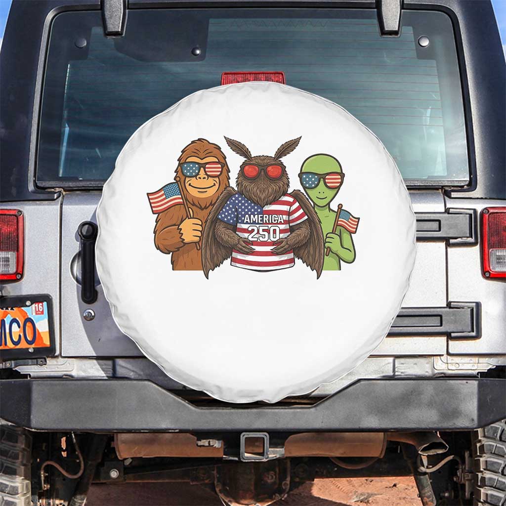 Funny Bigfoot Mothman Alien Spare Tire Cover USA 250th Anniversary TS12 No hole White Print Your Wear