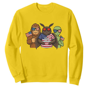 Funny Bigfoot Mothman Alien Sweatshirt USA 250th Anniversary