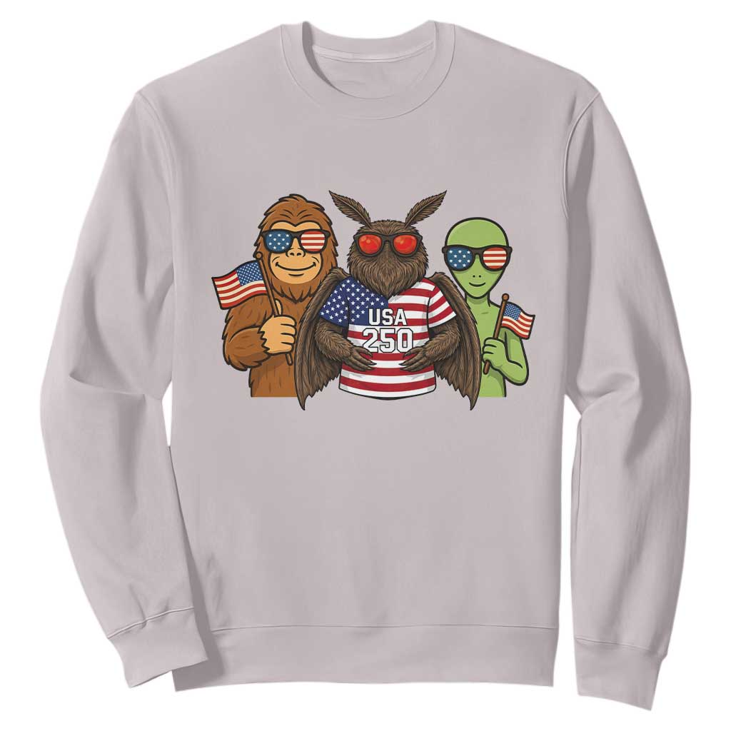 Funny Bigfoot Mothman Alien Sweatshirt USA 250th Anniversary