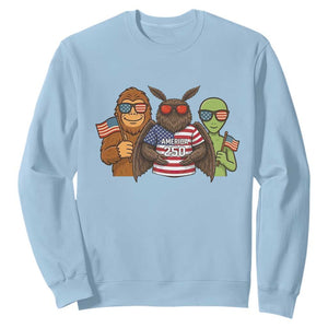 Funny Bigfoot Mothman Alien Sweatshirt USA 250th Anniversary TS12 Light Blue Print Your Wear