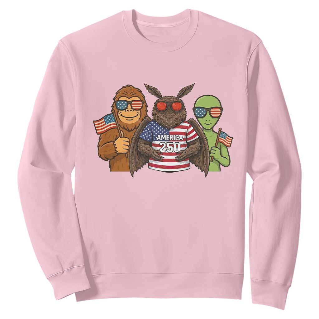 Funny Bigfoot Mothman Alien Sweatshirt USA 250th Anniversary TS12 Light Pink Print Your Wear