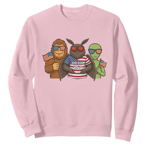 Funny Bigfoot Mothman Alien Sweatshirt USA 250th Anniversary TS12 Light Pink Print Your Wear