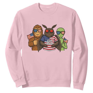 Funny Bigfoot Mothman Alien Sweatshirt USA 250th Anniversary