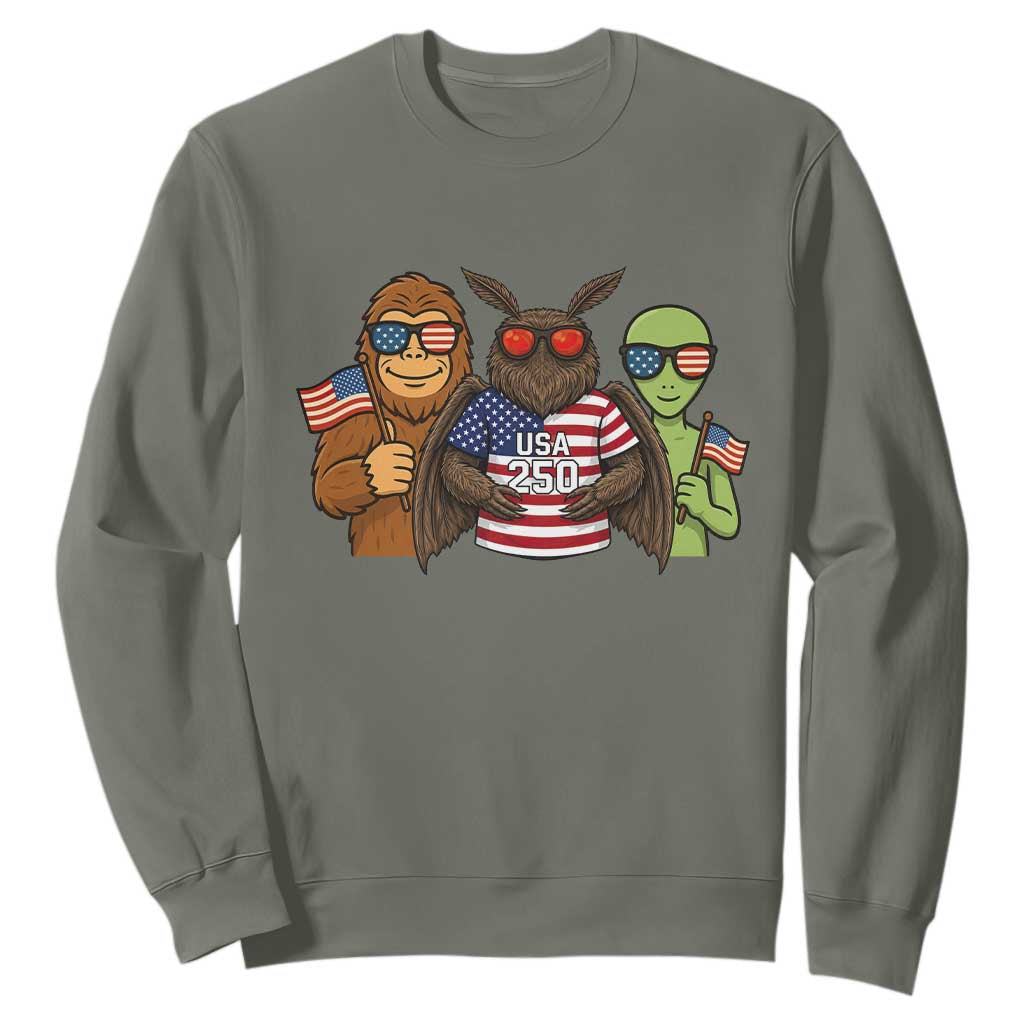 Funny Bigfoot Mothman Alien Sweatshirt USA 250th Anniversary