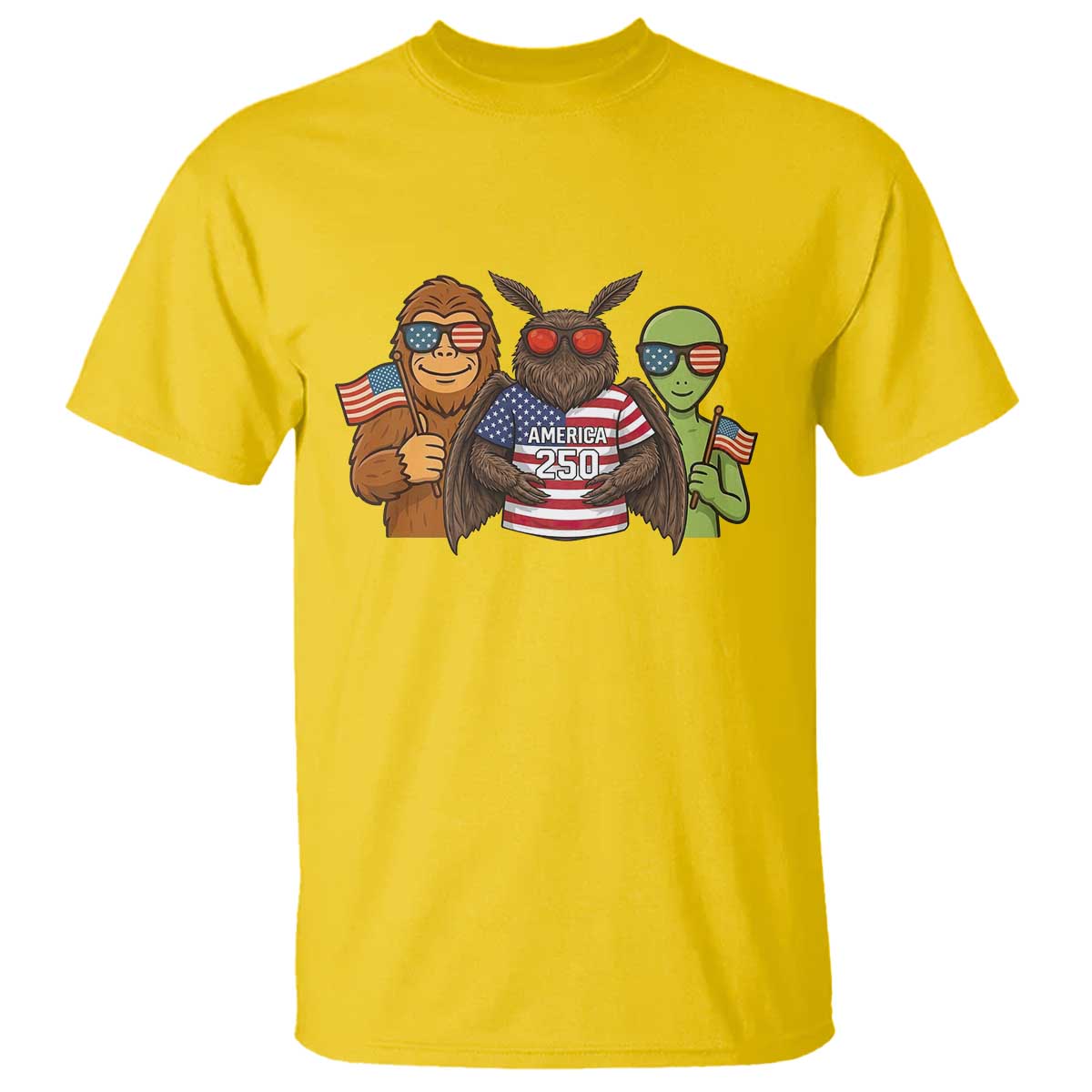 Funny Bigfoot Mothman Alien T Shirt USA 250th Anniversary TS12 Daisy Print Your Wear
