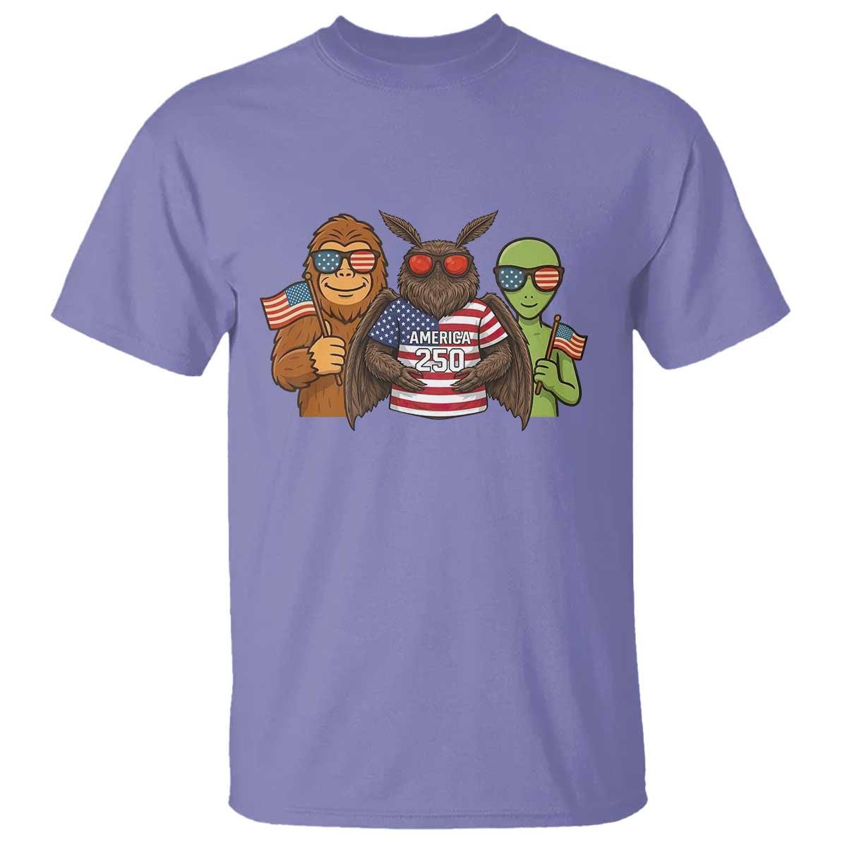 Funny Bigfoot Mothman Alien T Shirt USA 250th Anniversary TS12 Violet Print Your Wear