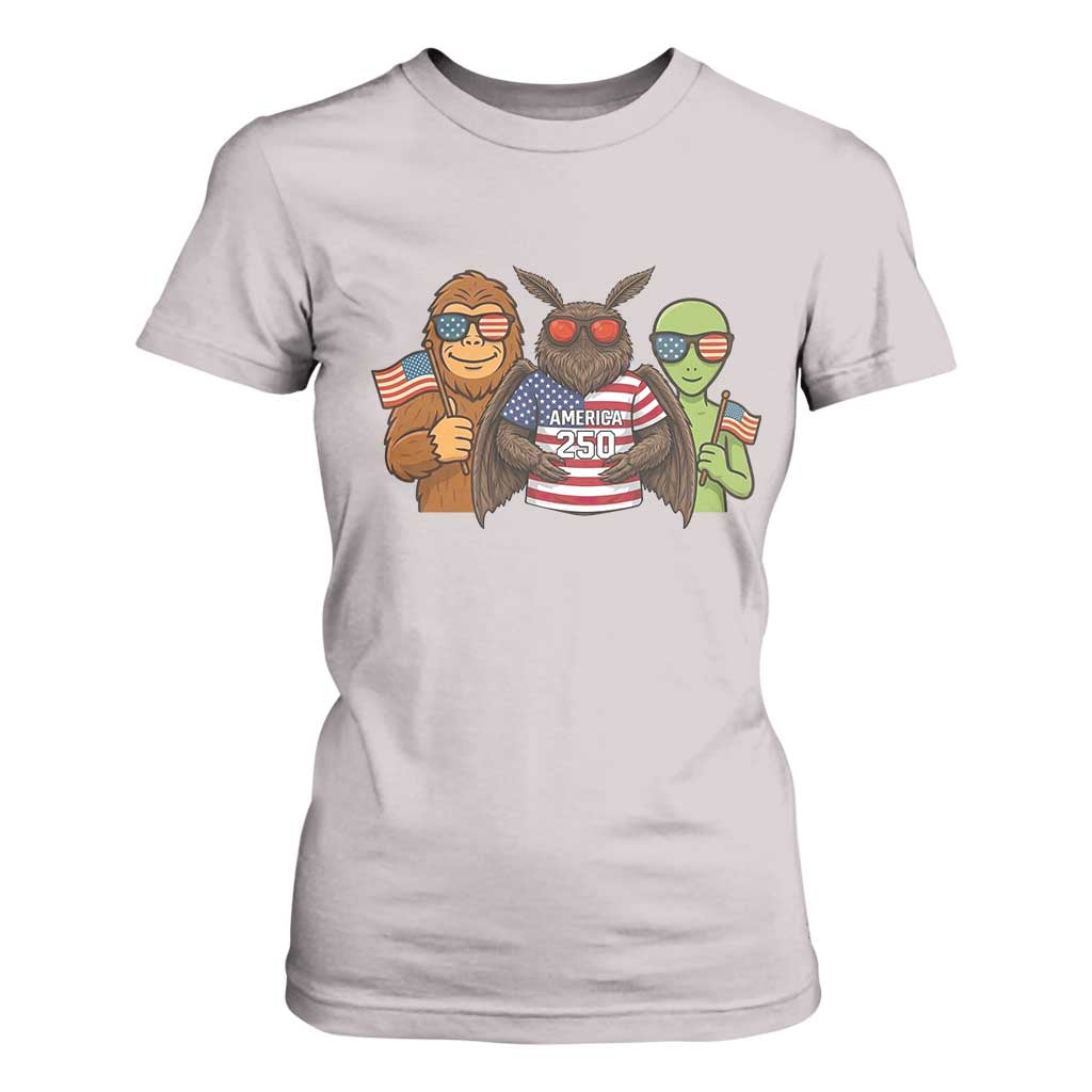 Funny Bigfoot Mothman Alien T Shirt For Women USA 250th Anniversary TS12 Ice Gray Print Your Wear
