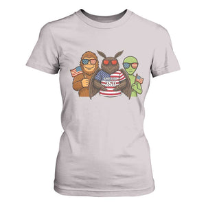 Funny Bigfoot Mothman Alien T Shirt For Women USA 250th Anniversary TS12 Ice Gray Print Your Wear