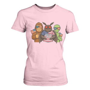 Funny Bigfoot Mothman Alien T Shirt For Women USA 250th Anniversary TS12 Light Pink Print Your Wear