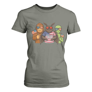 Funny Bigfoot Mothman Alien T Shirt For Women USA 250th Anniversary TS12 Military Green Print Your Wear