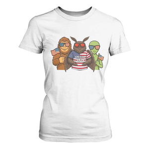Funny Bigfoot Mothman Alien T Shirt For Women USA 250th Anniversary TS12 White Print Your Wear