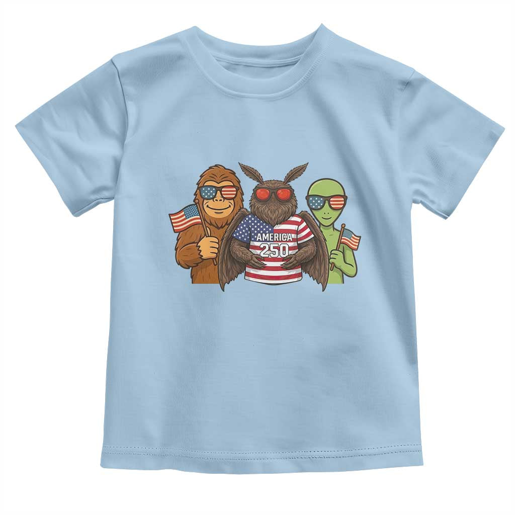 Funny Bigfoot Mothman Alien Toddler T Shirt USA 250th Anniversary TS12 Light Blue Print Your Wear