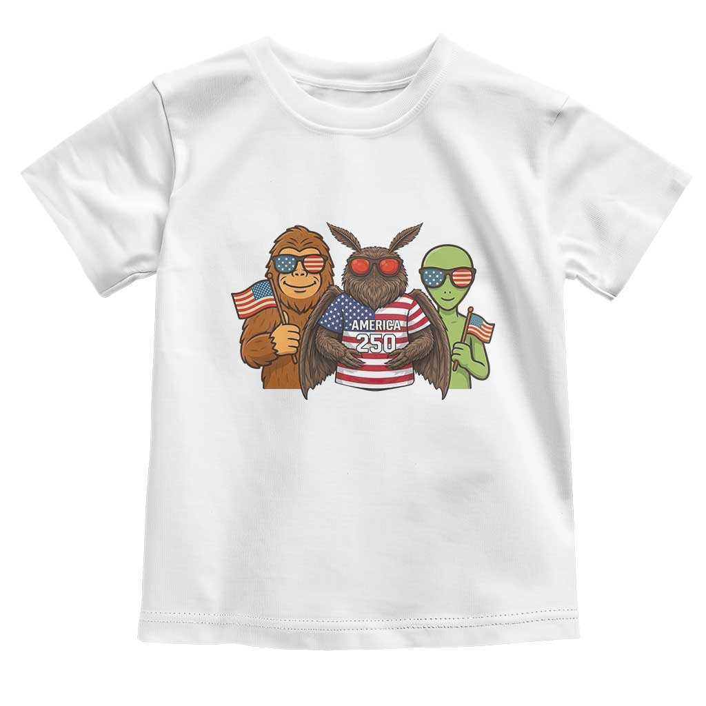 Funny Bigfoot Mothman Alien Toddler T Shirt USA 250th Anniversary TS12 White Print Your Wear