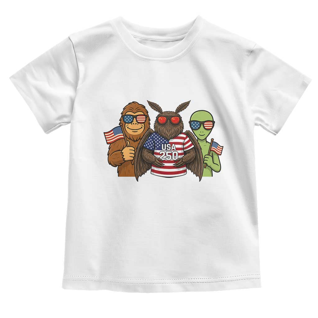 Funny Bigfoot Mothman Alien Toddler T Shirt USA 250th Anniversary TS12 White Print Your Wear