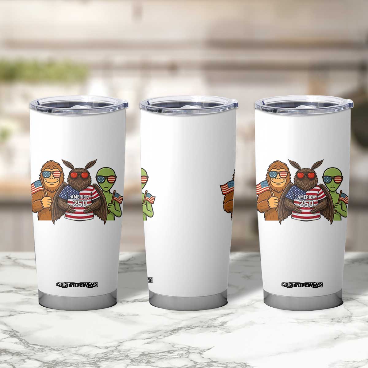 Funny Bigfoot Mothman Alien Tumbler Cup USA 250th Anniversary TS12 Print Your Wear