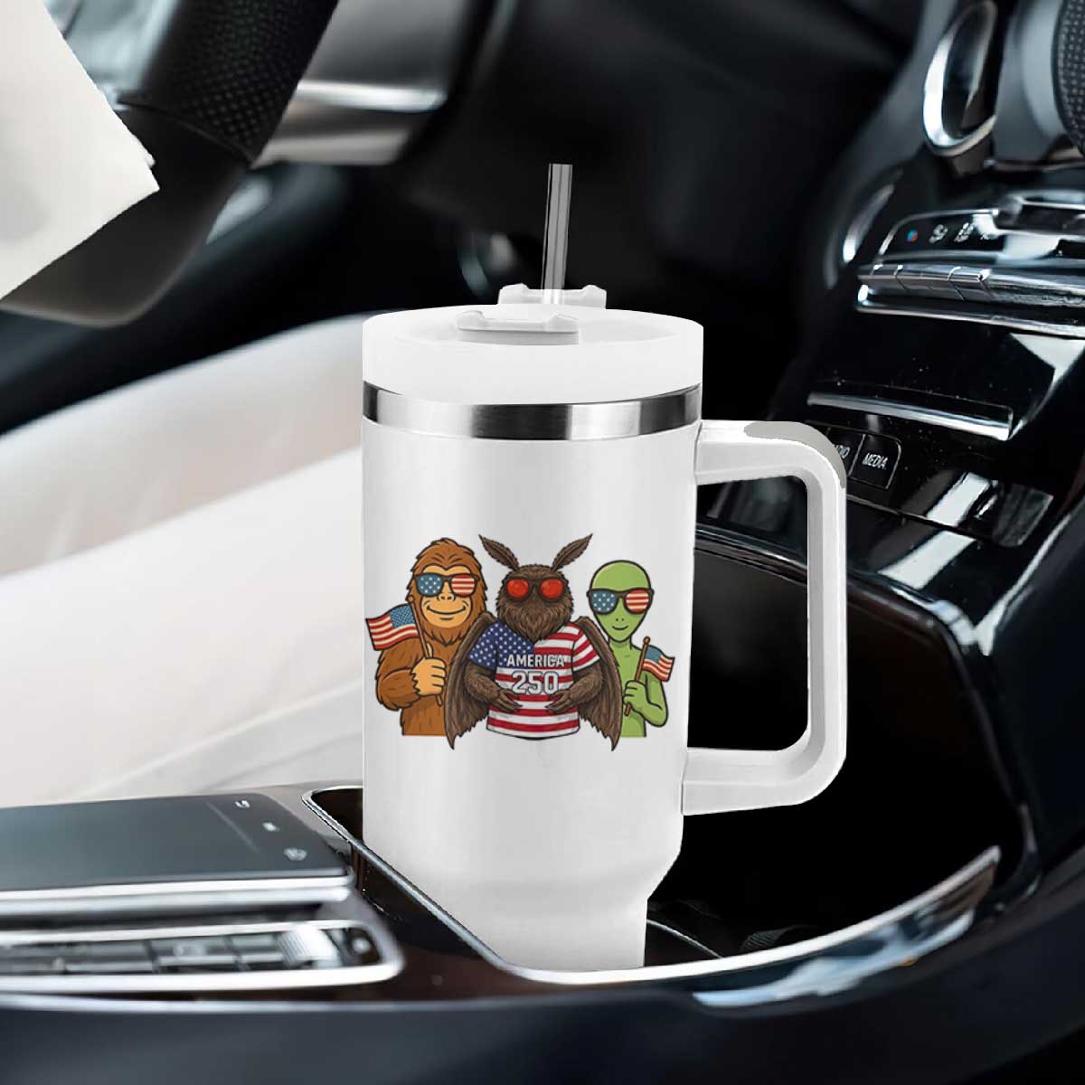 Funny Bigfoot Mothman Alien Tumbler With Handle USA 250th Anniversary TS12 Print Your Wear