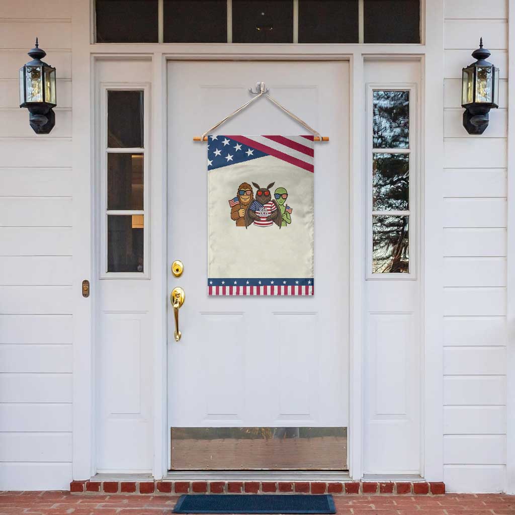 Funny Bigfoot Mothman Alien Patriotic Garden Flag USA 250th Anniversary