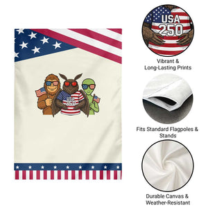 Funny Bigfoot Mothman Alien Patriotic Garden Flag USA 250th Anniversary