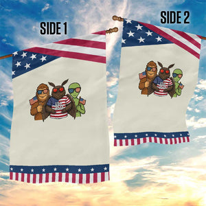 Funny Bigfoot Mothman Alien Patriotic Garden Flag USA 250th Anniversary