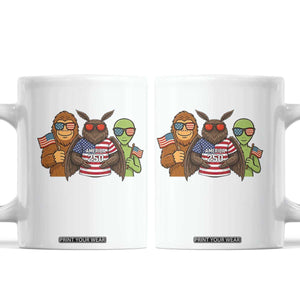 Funny Bigfoot Mothman Alien Coffee Mug USA 250th Anniversary TS12 White Print Your Wear
